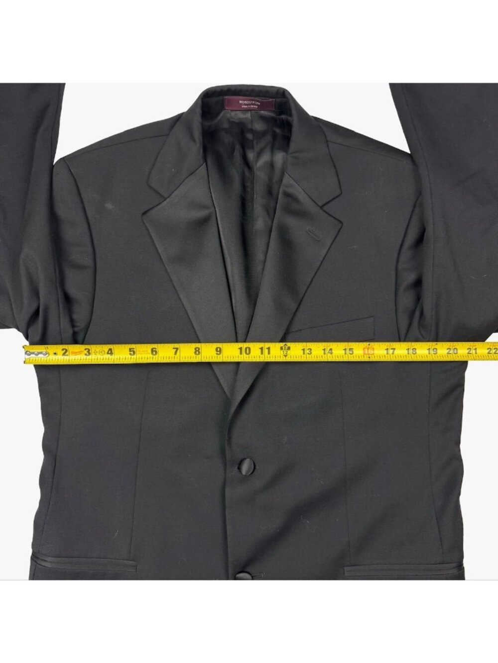 Nordstrom Men's 100% Wool 2-Button Satin Lapel Blazer Jacket Black • 40R - Picture 11 of 14